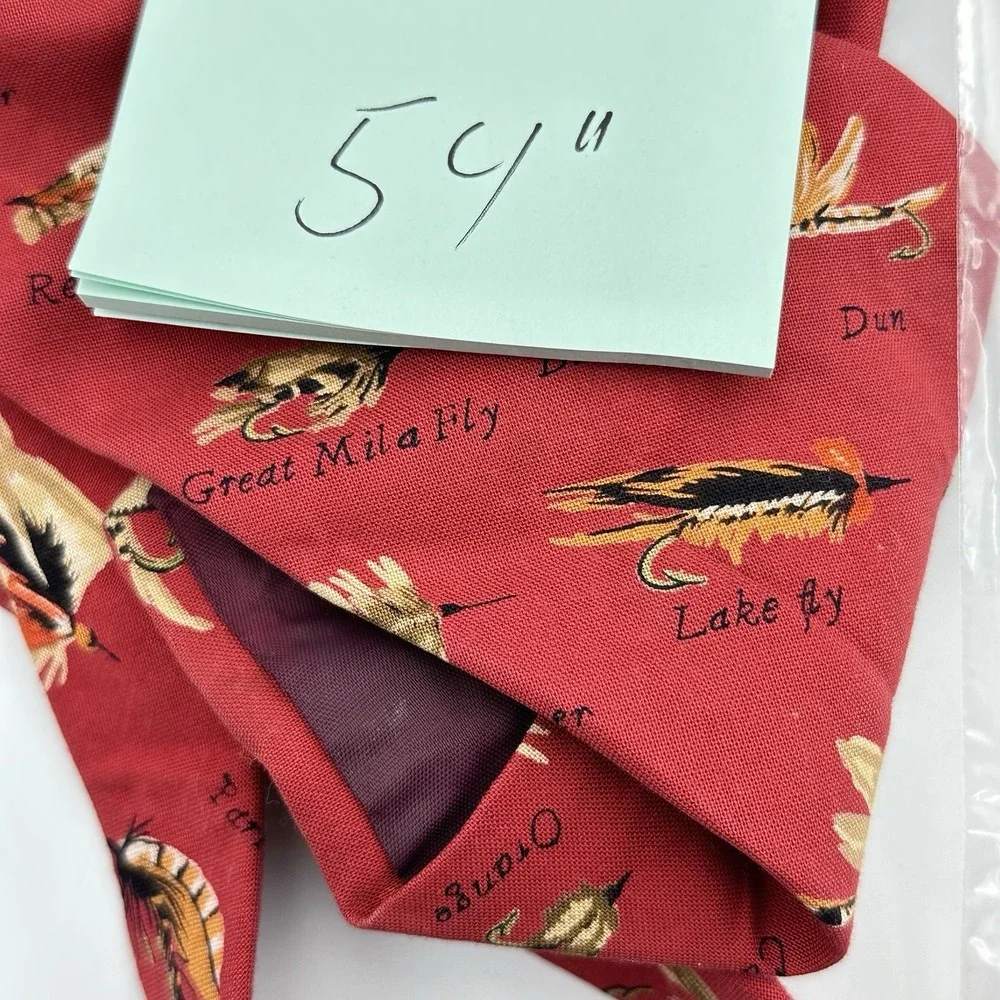 Orvis Men's Tie Red with Named Fishing Lures‎ Sports 100% Cotton